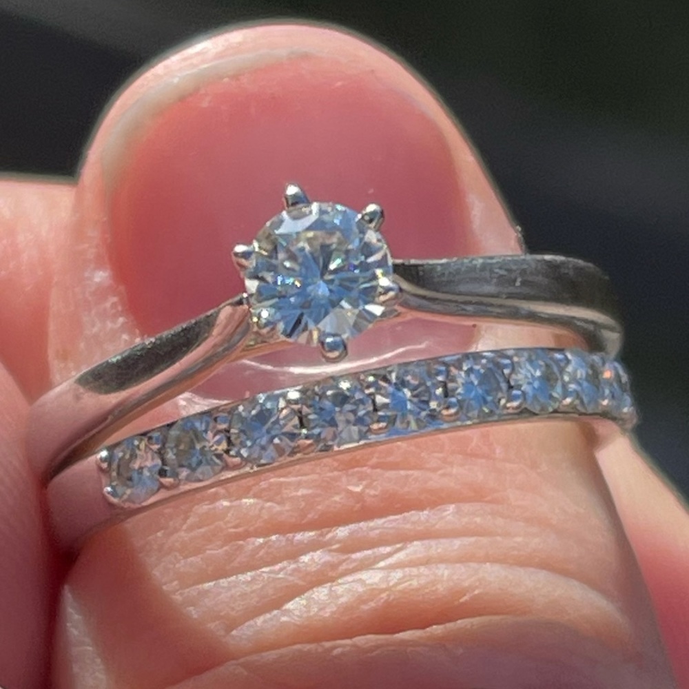 Size 6.75 engagement/wedding ring set